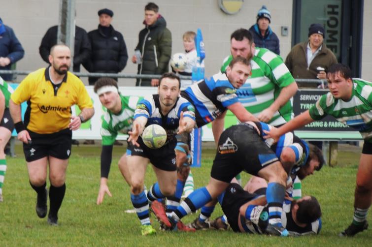 Fishguard scrum half Dan Evans in action. Picture Bill Carne